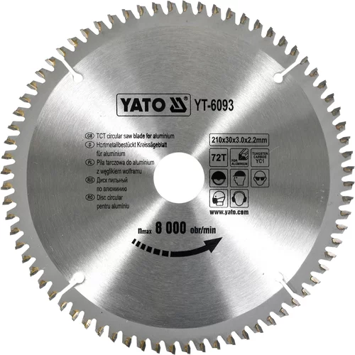 YATO Kotúč na hliník 210 x 30 mm 72z