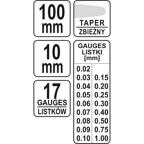 Škáromer 100 mm x 10 mm 17ks /YATO/ - obr. 2