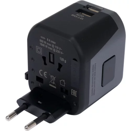 UNIVERZÁLNY CESTOVNÝ ADAPTÉR PRE VYŠE 150 KRAJÍN S 2 X USB NABÍJAČKOU 5V/2,4A /YATO/ - obr. 2