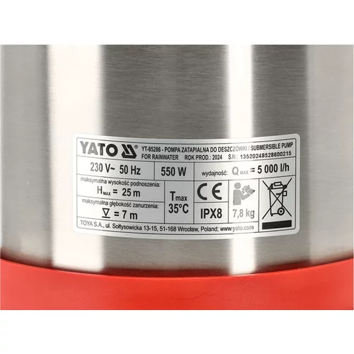 MULTI INOX 550 ČERPADLO NA DAŽĎOVÚ VODU S PLÁVÁKOM /YATO/ - obr. 10
