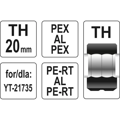 YATO Náhradné čeľuste k lisovacím kliešťom YT-21735 typ TH 20 mm (YATO náradie) - obr. 2