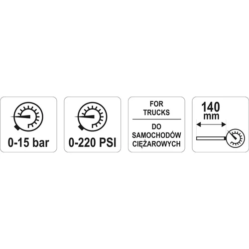 Manometer 0-15 Bar na nákladné autá /YATO/ - obr. 2