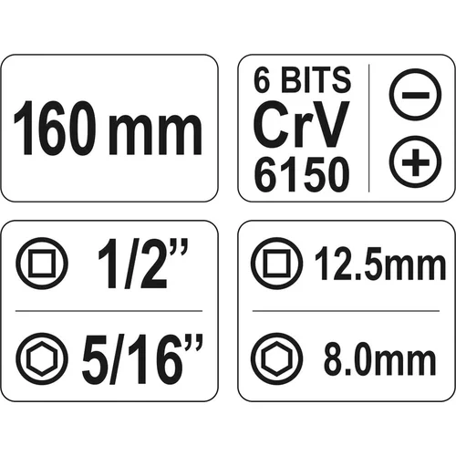 YATO Skrutkovač úderový kovový s príslušenstvom 7 ks box (YATO náradie) - obr. 3
