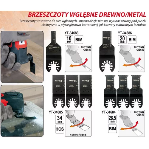 YATO Pílový list na ponor.rezy BIM pre multifunkciu, 28,5mm (drevo, plast, kov) sada 3ks (YATO náradie) - obr. 7