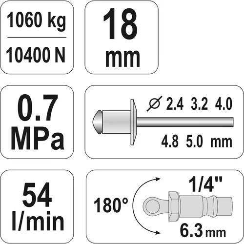 YATO Nitovačka pneumatická 2,4 - 5,0 (YATO náradie) - obr. 4