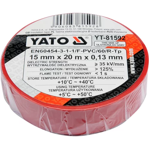 Izolační páska PVC 15mm x 20m x 0,13mm červená /YATO/ - obr. 1