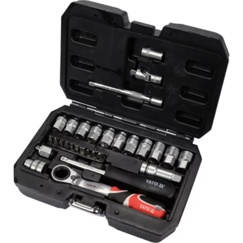 SADA PRECHODNÝCH ZÁSUVKOV SPLINE 1/4'' OBSAHUJE 29 DIELOV /YATO/ - obr. 1