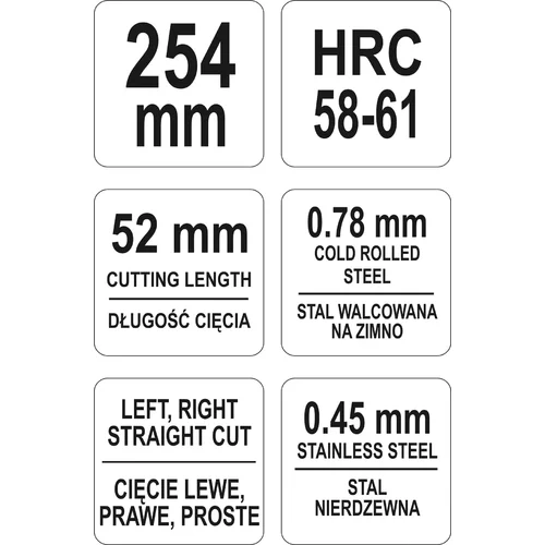 Nožnice na plech 254 mm rovné /YATO/ - obr. 2