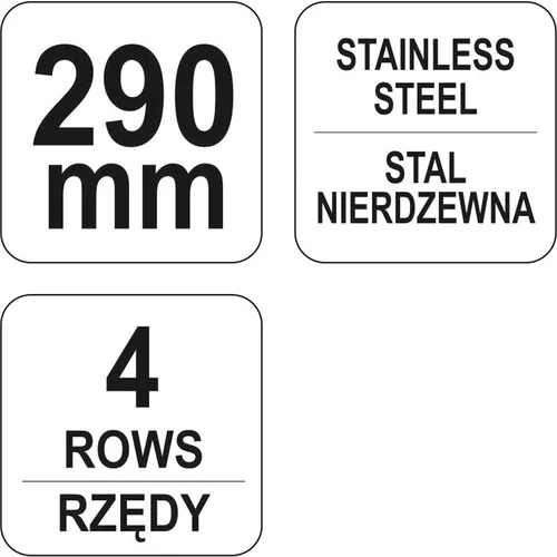 Drôtená kefa ručná 290 mm nerezová oceľ-4 rady /YATO/ - obr. 2