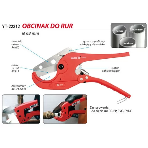YATO Rezač PVC trúbiek do priemeru 63mm (YATO náradie) - obr. 5