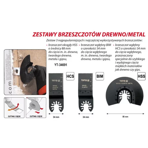 YATO Sada nadstavcov na multifunkciu, segmentový list, pílový list 2x (YATO náradie) - obr. 6