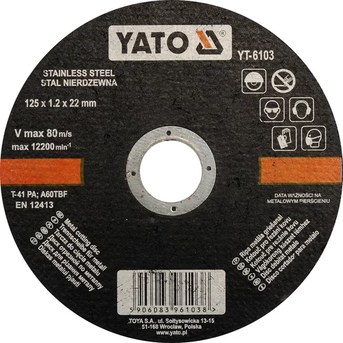 YATO Kotúč na kov 125 x 22 x 1,2 mm INOX