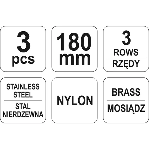 Sada oceľových kief 180 mm /YATO/ - obr. 2