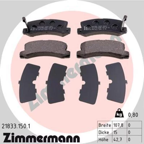 Sada brzdových platničiek kotúčovej brzdy ZIMMERMANN 21833.150.1