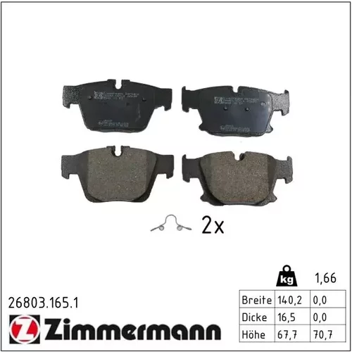 Sada brzdových platničiek kotúčovej brzdy ZIMMERMANN 26803.165.1