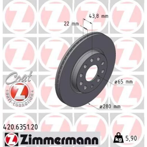 Brzdový kotúč ZIMMERMANN 420.6351.20