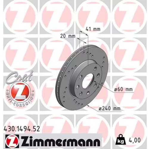 Brzdový kotúč ZIMMERMANN 430.1494.52