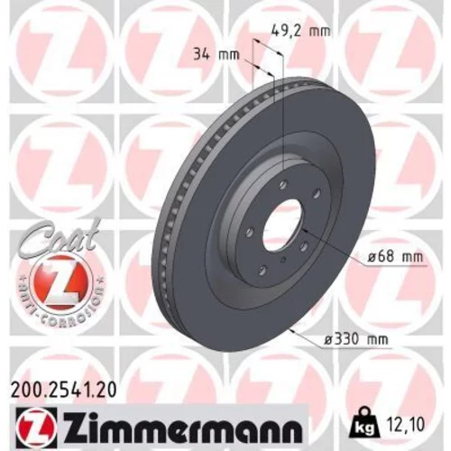 Brzdový kotúč ZIMMERMANN 200.2541.20