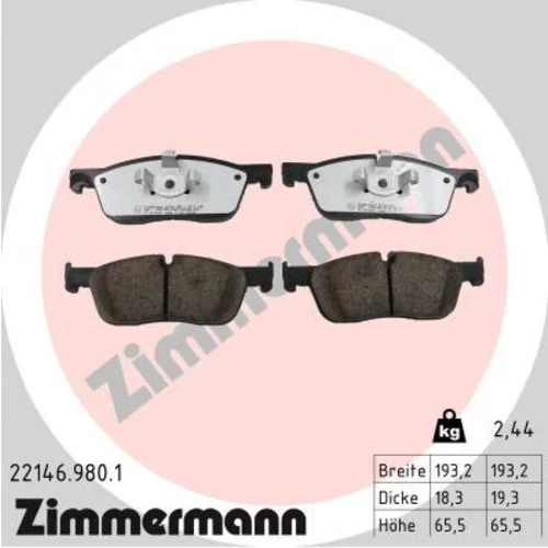 Sada brzdových platničiek kotúčovej brzdy ZIMMERMANN 22146.980.1