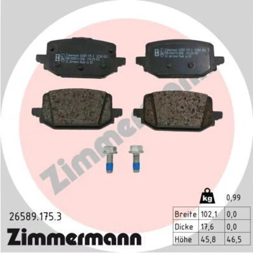 Sada brzdových platničiek kotúčovej brzdy ZIMMERMANN 26589.175.3