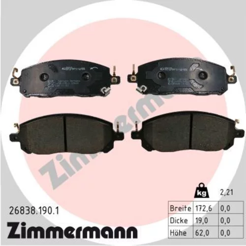 Sada brzdových platničiek kotúčovej brzdy ZIMMERMANN 26838.190.1