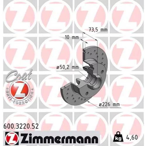 Brzdový kotúč ZIMMERMANN 600.3220.52