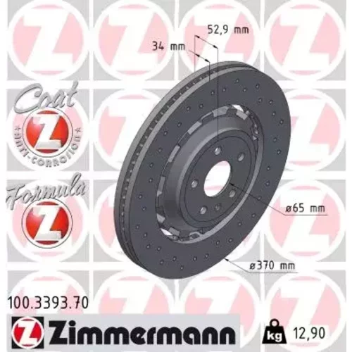 Brzdový kotúč ZIMMERMANN 100.3393.70