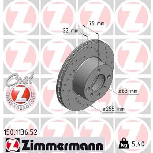 Brzdový kotúč ZIMMERMANN 150.1136.52