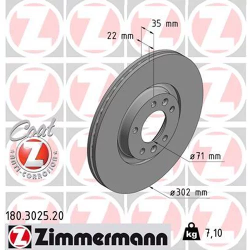 Brzdový kotúč ZIMMERMANN 180.3025.20