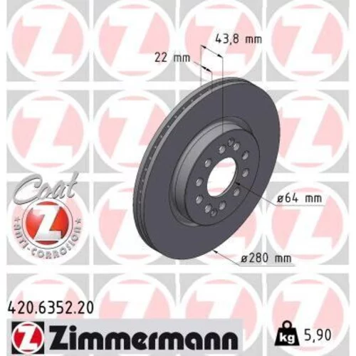 Brzdový kotúč ZIMMERMANN 420.6352.20