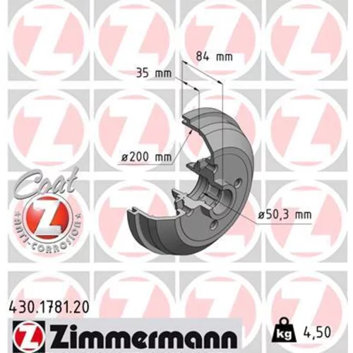 Brzdový bubon ZIMMERMANN 430.1781.00