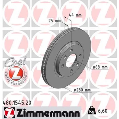 Brzdový kotúč ZIMMERMANN 480.1545.20