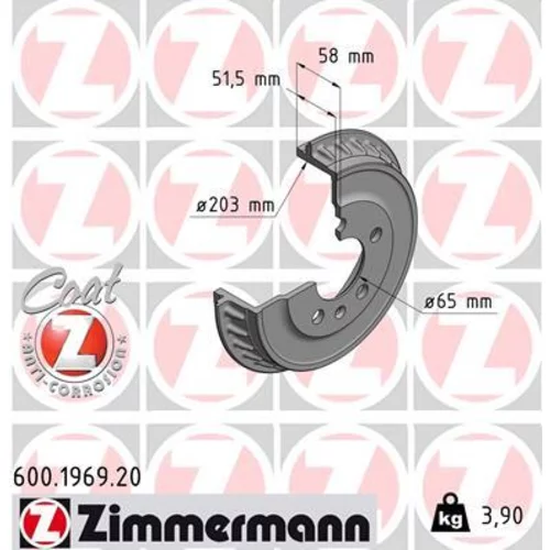 Brzdový bubon ZIMMERMANN 600.1969.20