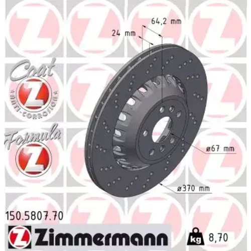 Brzdový kotúč ZIMMERMANN 150.5807.70