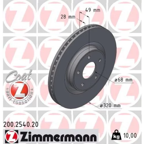 Brzdový kotúč ZIMMERMANN 200.2540.20