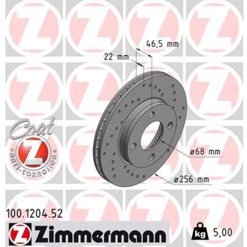 Brzdový kotúč ZIMMERMANN 100.1204.52