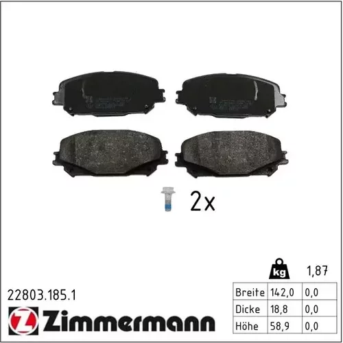 Sada brzdových platničiek kotúčovej brzdy ZIMMERMANN 22803.185.1