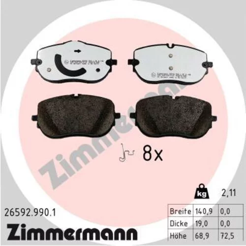 Sada brzdových platničiek kotúčovej brzdy ZIMMERMANN 26592.990.1