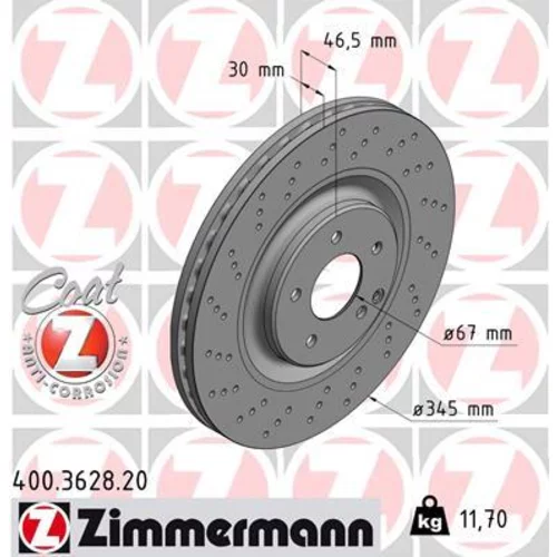 Brzdový kotúč ZIMMERMANN 400.3628.20