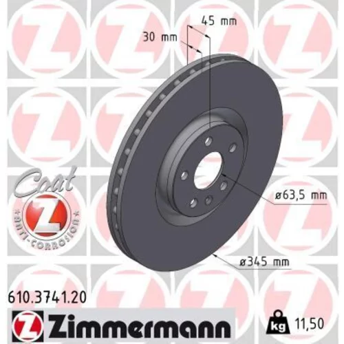 Brzdový kotúč ZIMMERMANN 610.3741.20