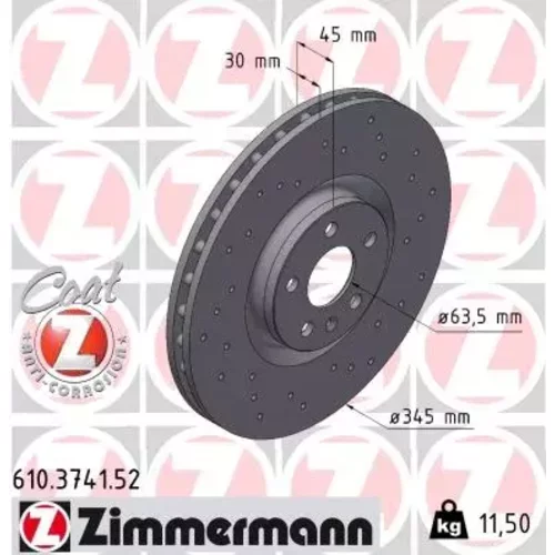 Brzdový kotúč ZIMMERMANN 610.3741.52