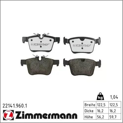 Sada brzdových platničiek kotúčovej brzdy ZIMMERMANN 22141.960.1