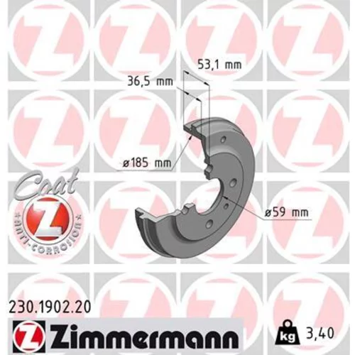 Brzdový bubon ZIMMERMANN 230.1902.20
