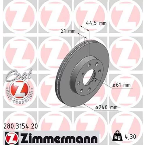 Brzdový kotúč ZIMMERMANN 280.3154.20