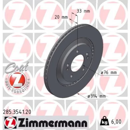 Brzdový kotúč ZIMMERMANN 285.3541.20