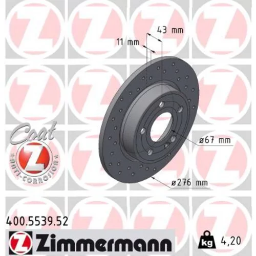 Brzdový kotúč ZIMMERMANN 400.5539.52