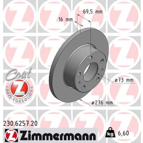 Brzdový kotúč ZIMMERMANN 230.6257.20