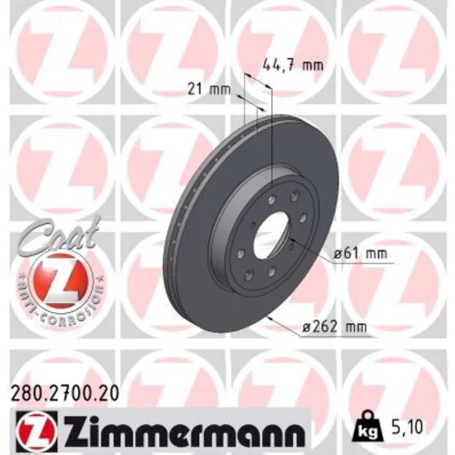 Brzdový kotúč ZIMMERMANN 280.2700.20