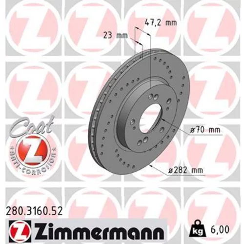 Brzdový kotúč ZIMMERMANN 280.3160.52