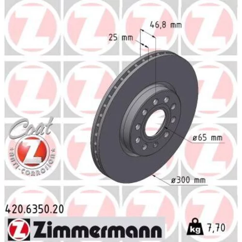 Brzdový kotúč ZIMMERMANN 420.6350.20